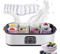 Automatic Yogurt Maker, 1400ML Machine à Yaourt Probiotique, avec 8 Pots en Verre, Température Réglable & Minuterie 0-48H, pour Yaourt Bio Maison & Natto