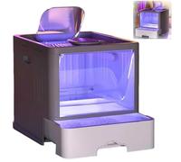 Automatique Bac à LitièRe pour Chat TrèS Grand,Bac à LitièRe Fermé avec Irradiation Lumineuse à 360 Tiroir à Pelleter avec Pelle à LitièRe,Bac à LitièRe pour Chat Facile à Nettoyer