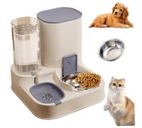 Automatique Cat Feeder 2 en 1 en Acier Inoxydable et PP Feeder Automatic Cat and Water Dispentier de capacité Dispensateur d'aliments pour Chats détachables pour Les Petits Chiens et Les Chats