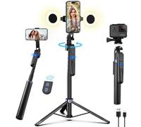 Automatique Visage Suivi Trépied avec Lumière, Rotation à 360 ° Trepied Smartphone 180cm,Trépied pour Téléphone, Compatible avec iPhone et Android, pour Les Voyages,Enregistrement Vidéo