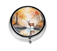 AutomnDeerReflection Pilulier personnalisé unique - 7 jours AM PM - Pilulier de voyage avec motif imprimé complet - Mini organisateur de médicaments plaqué fer