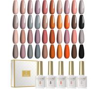 Automne 20pcs Lot Vernis À Ongles Semi-Permanents Nude Rose Citrouille Orange Noir Marron, Uv Led Soak Off Gel Polish Nail French Manucure 6ml