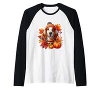 Automne Automne Anglais Setter Chien Propriétaire Amoureux Citrouille Vintage Manche Raglan