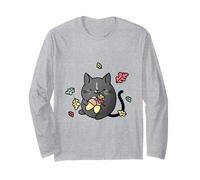 Automne Automne Chat avec Glands et Feuilles Saison Confortable Manche Longue