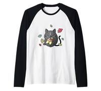 Automne Automne Chat avec Glands et Feuilles Saison Confortable Manche Raglan
