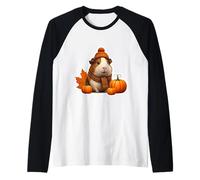 Automne Automne Cochon d'Inde Propriétaire Amoureux des Animaux de Compagnie Thanksgiving Citrouille Manche Raglan