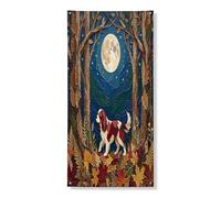 Automne Cavalier King Charles Spaniel Couverture de porte décorative 91,4 x 182,9 cm, nouveauté pour porte d'entrée, intérieur et extérieur