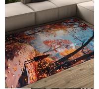 Automne Chemin Carpette Rustique Campagne Soleil Automne Feuilles Imprimé Tapis Abstrait Scène D’Automne Tapis pour Chambre Dortoir Appartement Décor 180x270cm