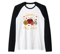 Automne Citrouille Femmes Happy Fall Y'all Buffalo Plaid Léopard Manche Raglan