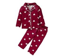 Automne Coton Deux Pièces Conditionnement Costume Enfants Printemps Et Automne Petite Fille Maison Costume Filles Noël Pyjamas 2-3 Filles + Polaire + Pyjamas, Rouge, 5-6 ans
