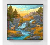 Automne Diamond Painting Adulte, 5D Diamond Painting Paysage Peinture Diamant Adulte Enfant Bricolage Cristal Strass Point de Croix Broderie Diamant Kit Complet Pour Décoration Murale 70x70cm tb5-29q