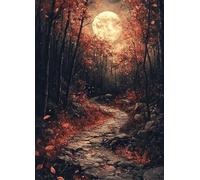 Automne Diamond Painting Adulte, Diamond Painting Lune Broderie Diamant 5D DIY Diamant Cristal Strass Point de Croix Loisirs Créatifs Adultes pour Decoration Maison Murale, Cadeau 30x40cm -bby2507T3