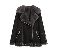 Automne Et Hiver éPais pour Femmes Double Face en Fourrure d'agneau Un Manteau en Peau De Daim Velours Mode Veste Chaude