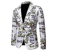 Automne et Hiver Homme Lettres Européennes et Américaines Imprimées Slim Costumes Homme Robe Blanc L