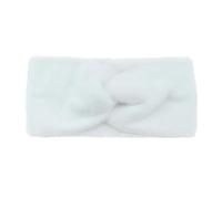 Automne femmes croix en peluche bandeau doux couleur unie large Turban élastique bandes de cheveux hiver oreille plus chaud(White)