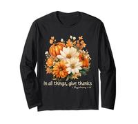Automne Floral Christian Thanksgiving in All Things Give Thank Manche Longue