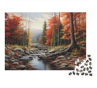Automne Forest Stream Coffret Puzzle 1000 Pièces Papier Écologique pour Seniors, Puzzle Entraînement Cérébral, Puzzle De Voyage, Option Cadeau De Noël Populaire 70x50cm/1000pcs