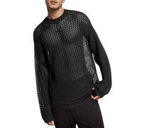 Automne - Haut en maille - Tendance et respirant - Manches longues - Col large - T-shirt en maille avant-garde - Décontracté - Coupe ample - T-shirt à manches longues - Pour les fêtes, Stil-k01 Noir