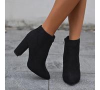 Automne/Hiver 2025 1 paire de bottes courtes à talon haut avec fermeture éclair latérale pour femmes, assorties à une jupe CN35,CN36,CN37,CN38,CN39,CN40,CN41Unicolore