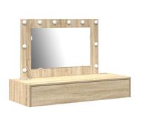 ""Automne/hiver 2025"" Coiffeuse murale avec lumières LED - CLOUD - Pour femmes/filles - en chêne de Sonoma FR474