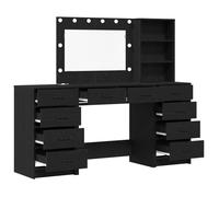 ""Automne/hiver 2025"" Ensemble de Coiffeuse 3 Pièces avec LED - CLOUD - Pour femmes/filles - en Bois d'Ingénierie Noir FR1007