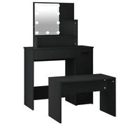 ""Automne/hiver 2025"" Ensemble de coiffeuse avec LED - CLOUD - Pour femmes/filles - Noir Bois d'ingénierie FR558