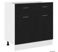 ""Automne/hiver""Armoire bas de cuisine Colonne cuisine - Cabinet avec Tiroir Riga Chêne noir 80 x 46 x 81,5 cm2028206