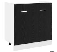 ""Automne/hiver""Armoire bas de cuisine Colonne cuisine - Meuble Bas d'Évier Chêne Noir 80x46x81,5 cm Bois Ingénieré3258464