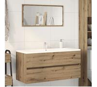 ""Automne/hiver"" Brun Armoire lavabo chêne artisanal 100x38,5x45cm - bois d'ingénierie - Hauteur:45cm DEC1922195