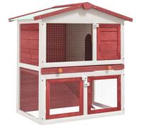 ""Automne/hiver""Clapier d'extérieur 3 portes Rouge Bois - HAuteur:98cm - Grande Taille &FR_164251