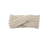 Automne hiver couleur unie croix tricoté bandeau femmes Bandana doux chaud plus en plein air dame cheveux accessoires(White)