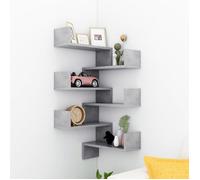 ""Automne/hiver"" Étagère flottante - design simple - armoire à clés, Étagères murales d'angle (Set de 2) Gris béton Bois