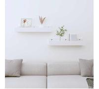 ""Automne/hiver"" Étagère flottante - design simple - armoire à clés, Étagères murales (Set de 2) Blanc 50x12x9cm - bois de pin massif