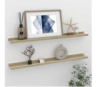 ""Automne/hiver"" Étagère flottante - design simple - armoire à clés, Étagères murales (Set de 2) blanc et chêne sonoma 80x9x3cm