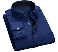 Automne Hiver Hommes Polaire Chemise Chaude mâle Solide à Manches Longues Affaires Grande Taille Chemise à Carreaux Chemise épaisse D006 5XL (90KG-97KG)