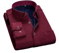 Automne Hiver Hommes Polaire Chemise Chaude mâle Solide à Manches Longues Affaires Grande Taille Chemise à Carreaux Chemise épaisse D003 6XL (97KG-105KG)