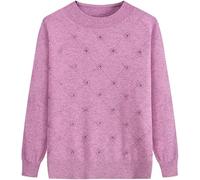 Automne Hiver Mamie Crewneck Câble Tricoté Pull Dames Classique Middle-Aged Mère Bottoming Chemise Pull Violet Chunky Chaud Top Old Lady Tricots Pull, As Shown, XL