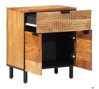 ""Automne/hiver"" Marron Cabinet de chevet Marron 50x33x60cm - bois d'acacia massif - Hauteur:60cm DEC9375697