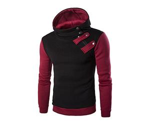 Automne Hiver Mode Chaud éPais Hommes Sweat à Capuche Sweatshirt Zippé Hommes Hauts Vestes Manteau à GlissièRe Diagonale Outwear Pulls Sweatshirts (M, Noir)