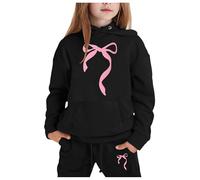 Automne Hiver Mode Manches Longues Filles Ensembles,Automne Vêtements Set ado Manche Longue Haut Top et Pantalons Ados Pantalon Sweats 2 Pièce Sweat-Shirt Encapuchonné Pull pour Fille 5-14 Ans