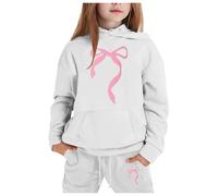 Automne Hiver Mode Manches Longues Filles Ensembles,Automne Vêtements Set ado Manche Longue Haut Top et Pantalons Ados Pantalon Sweats 2 Pièce Sweat-Shirt Encapuchonné Pull pour Fille 5-14 Ans