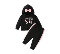 Automne Hiver Mode Manches Longues Filles Ensembles Loisirs Sport Costume Sweatshirt+Pantalon de Vêtements Ados Pantalon et Sweats Haut 2 Pièce Sweat Capuche Bas Jogging pour Fille 5-14 Ans