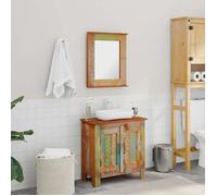 ""Automne/hiver"" Multicolore Ensemble meuble sous vasque et miroir en bois massif recyclé - Hauteur：55cm Nove6596421