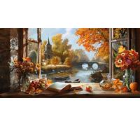 Automne Peinture par Numéros Grand 40x80cm, Peinture Numero Adulte Paysage Painting by Numbers Bricolage kit Peinture Adulte Peint à la Main Peinture à l'huile Toile Kit pour Débutants, Sans Cadre