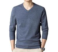 Automne Pulls en Laine Hommes Classique Affaire Casual Pull Col V Chemise À Fond Fin, Midnight Blue, M