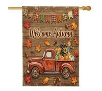 Automne Rottweilers Drapeau vertical pour maison de jardin 71 x 101 cm double face pour extérieur, ferme d'automne rustique camion maison drapeau imprimé récolte ferme décoration extérieure