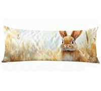 Automne Taie Oreiller 50x180 cm Lapin Housse Traversin 180 x 50 cm Set de 1 Coussin Grossesse, Douce et Confortable avec Fermeture éclair Invisible Oreiller de Corps pour Canapé Coussin Long J0-276