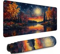 Automne Tapis de Souris XXL 600 x 300 mm Grand Tapis de Souris Gamer Ciel étoilé sous Main Bureau Bords Cousus Imperméable Base en Caoutchouc Antidérapant, pour Travail, Jeux, Bureau, Maison C-5722