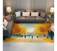 Automne Université Campus Marche Paysage Tapis Arbres Jaunes Feuilles Chemin Lavable Antidérapant Mince Tapis pour Vivre Chambre Salle De Bain 180x240cm