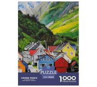 Automne Village, Église Puzzle 1000 Pièces Cadeau Unique Jeu Éducatif Défi Jouet À De Qualité Supérieure Peinture Art pour Adultes Et Enfants 38x26cm/1000pcs